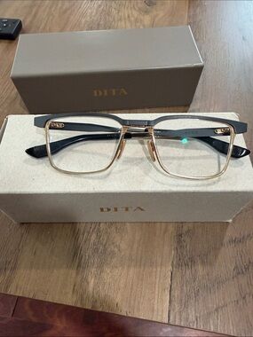 DITA Men’s  Black and Gold Square Frame Optical Glasses senator three